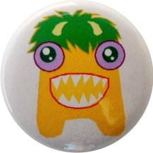 Monster badge yellow green hair